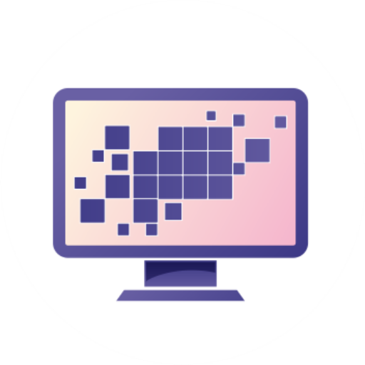 Illustration of a computer monitor with a pixelated, fragmented pattern on the screen.